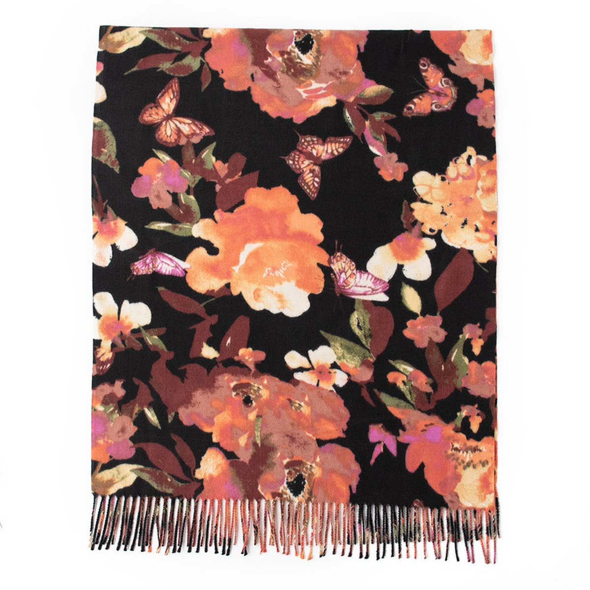 SOFT FLORAL TASSEL SCARF ELEGANT WOMENS WRAP_CWASC0916