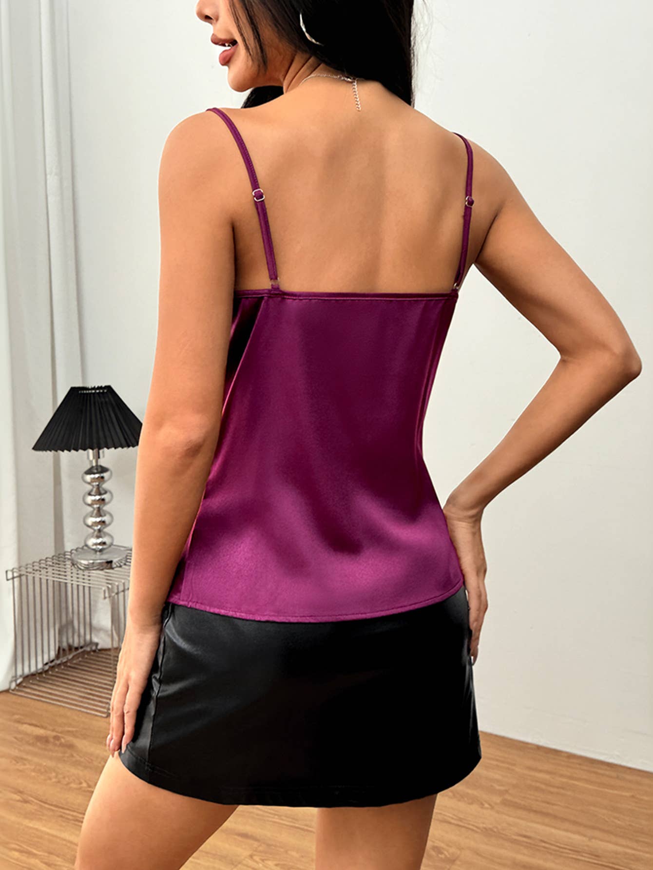 Womens Sexy Satin Cami Top With Loose Fit