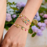 SWEET 18K GOLD PUPPY PAW BEAR CHARM BRACELET_CWAJE4824