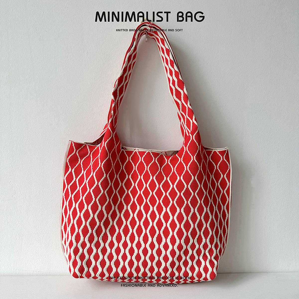 Women Fashion Plaid Knitted Shoulder Handbag_Cwab1515