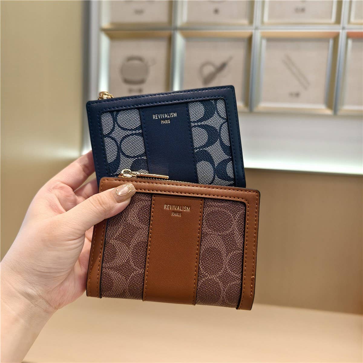 Geometric Pattern Bifold Zip Snap Wallet For Women_Cwab06204