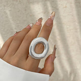 FASHIONABLE METAL IRREGULAR WATER DROP OPEN RING_CWMM3232