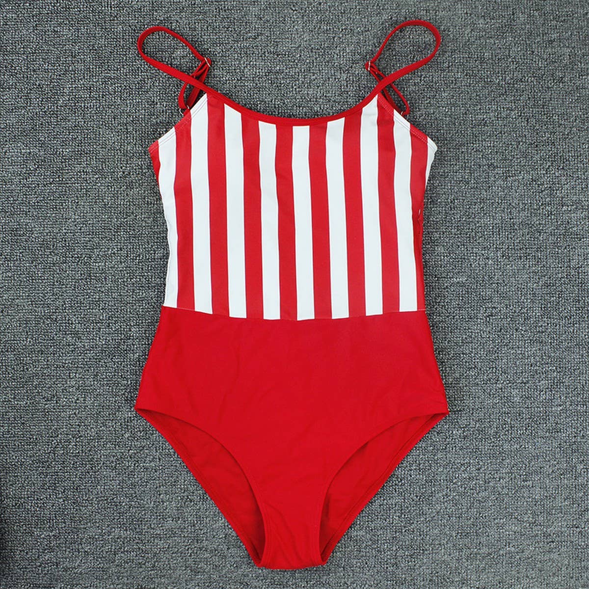 SEXY TIGHT STRIPED SUSPENDER ONE PIECE SWIMSUIT_CWMW0624