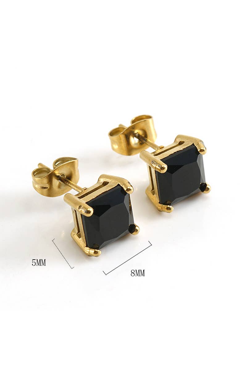 Colored Gem Decked Stainless Steel Earrings_Cwaje0378