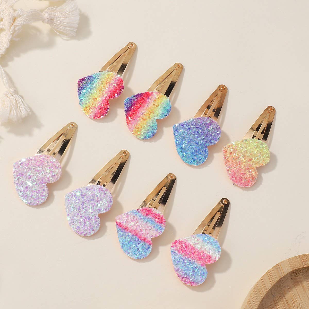 GLITTER BB CLIP SET WITH STARS HEARTS FOR GIRLS_CWAHA6714