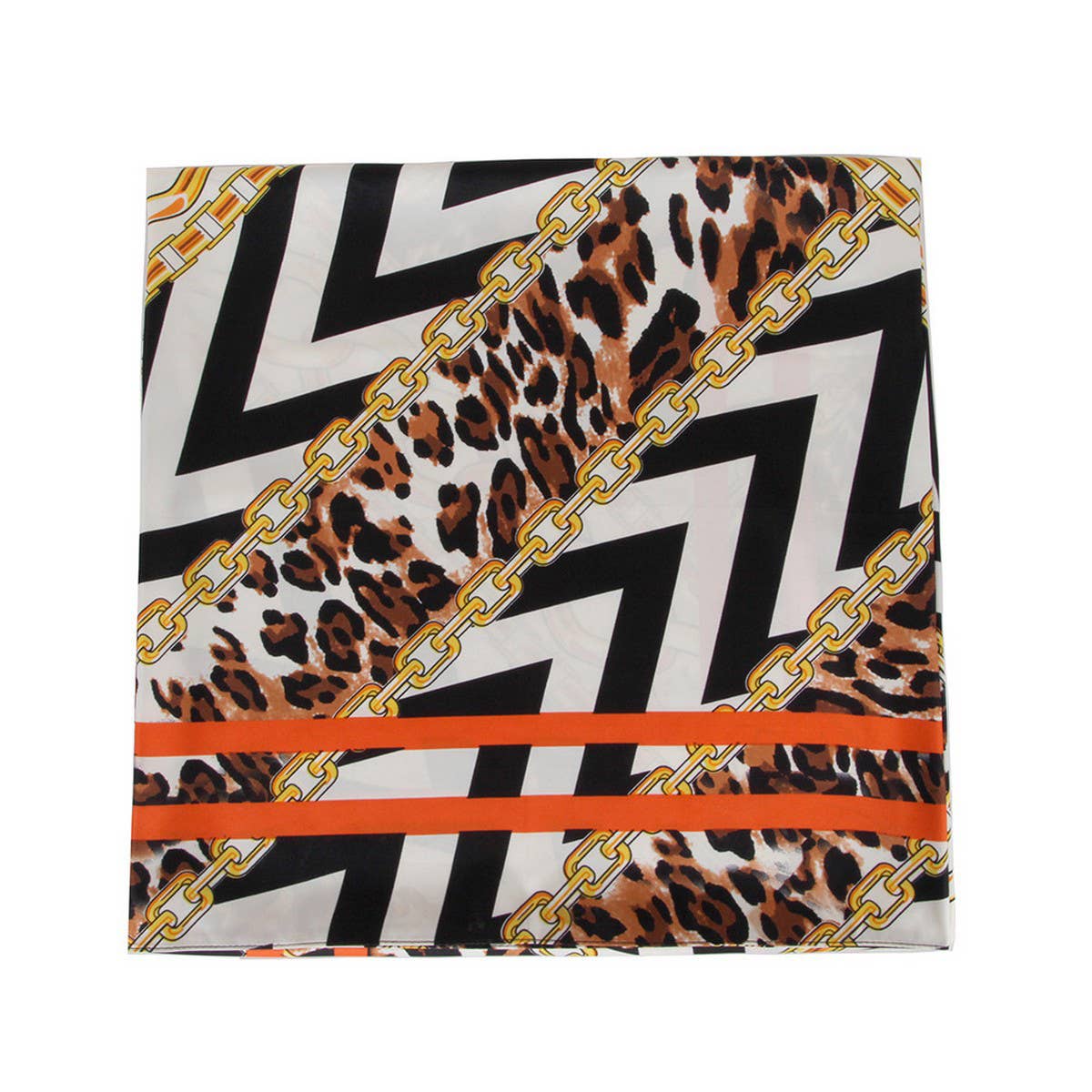 LEOPARD CHAIN TWILL SQUARE SCARF SPRING WRAP_CWASC0668