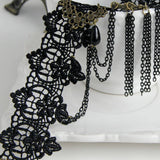 HALLOWEEN RETRO TASSEL CRYSTAL LACE SHORT NECKLACE_CWMM0166