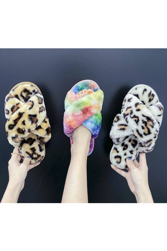 CROSS STRAP FLUFFY CASUAL SLIPPERS_CWSHS199