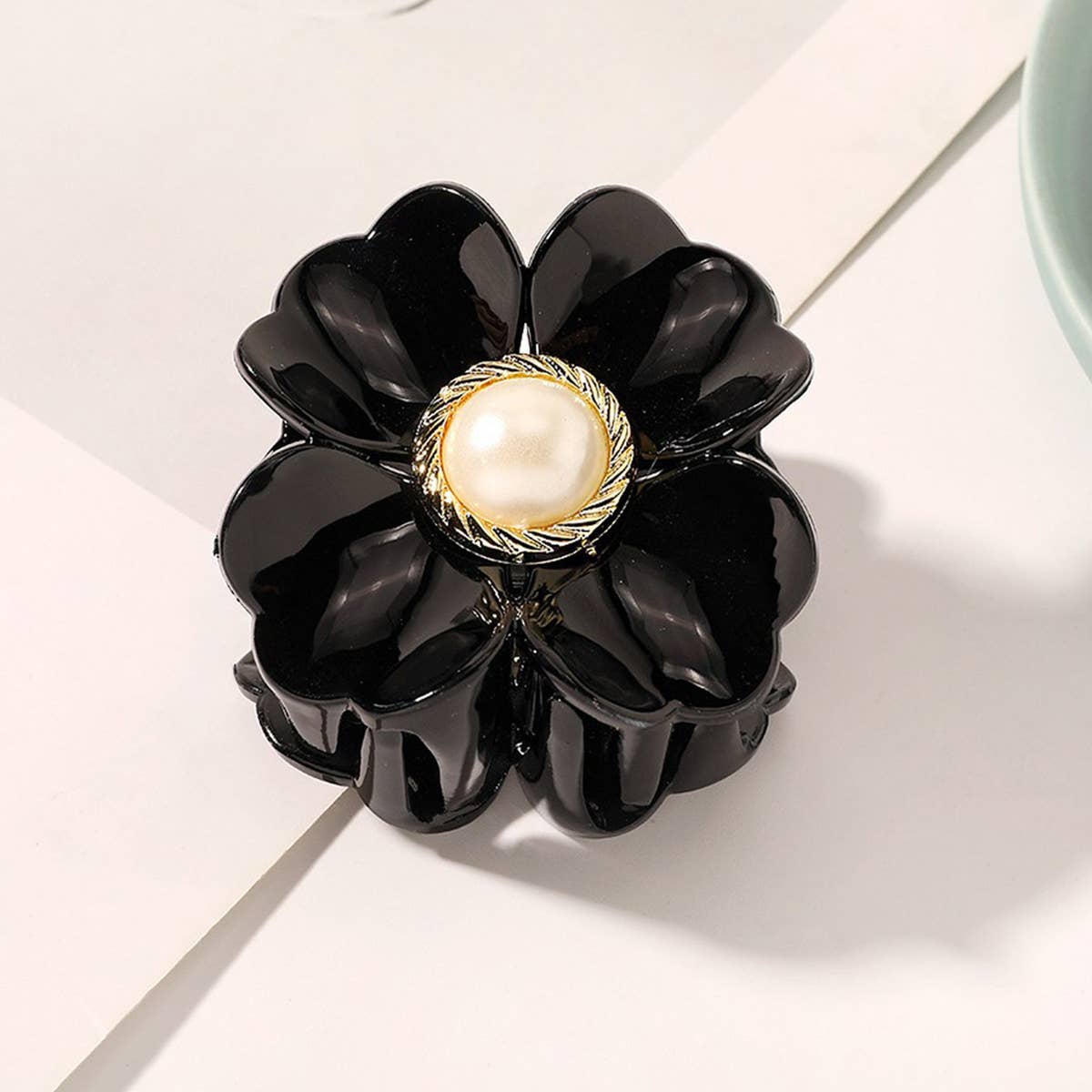 LARGE PEARL FLOWER HAIR CLAW ELEGANT UPDO CLIP_CWAHA0408