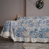 CHRISTMAS PRINT RUFFLED RETRO SOFA THROW_CWMM1657
