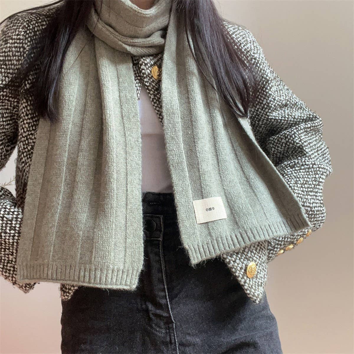 Knit Stripe Scarf Warm Fall/Winter Unisex Scarf_Cwasc0985