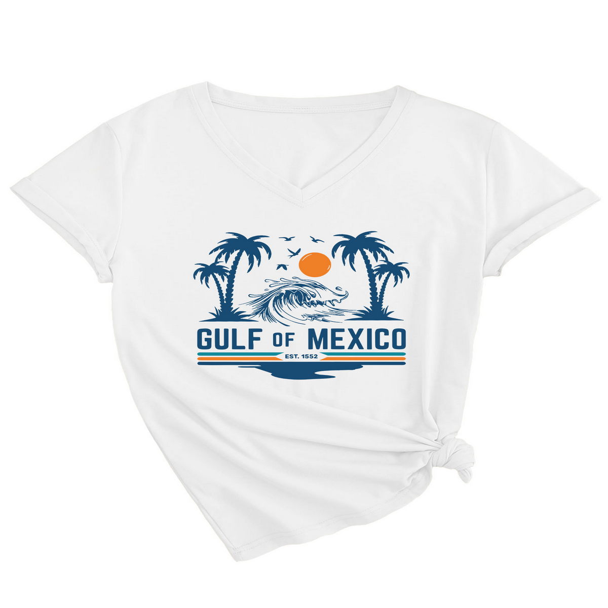 SLIM V NECK T SHIRT GULF OF MEXICO EST PRINT_CWTTS1538