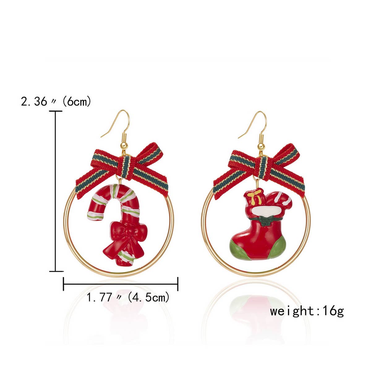 CHRISTMAS STAR BEAR GIFT IRREGULAR EARRINGS_CWAJE2400