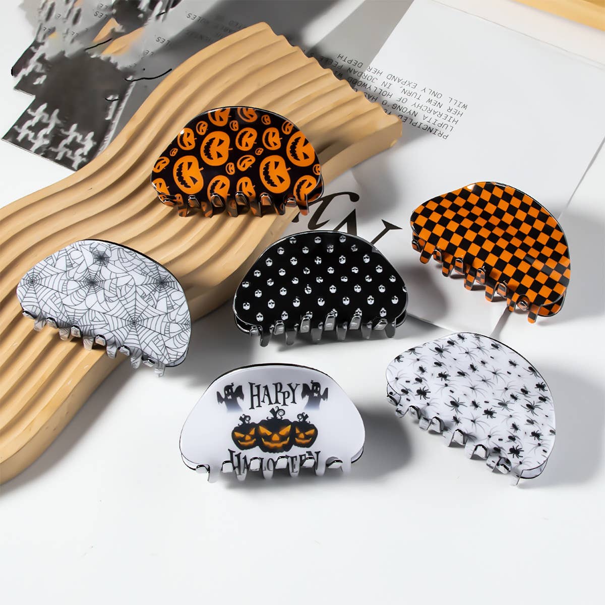 HALLOWEEN CLAW HAIR CLIP SKULL HEADWEAR FOR WOMEN_CWAHA1453