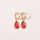 TEARDROP BIRTHSTONE EARRINGS GOLD STAINLESS_CWAJE5032
