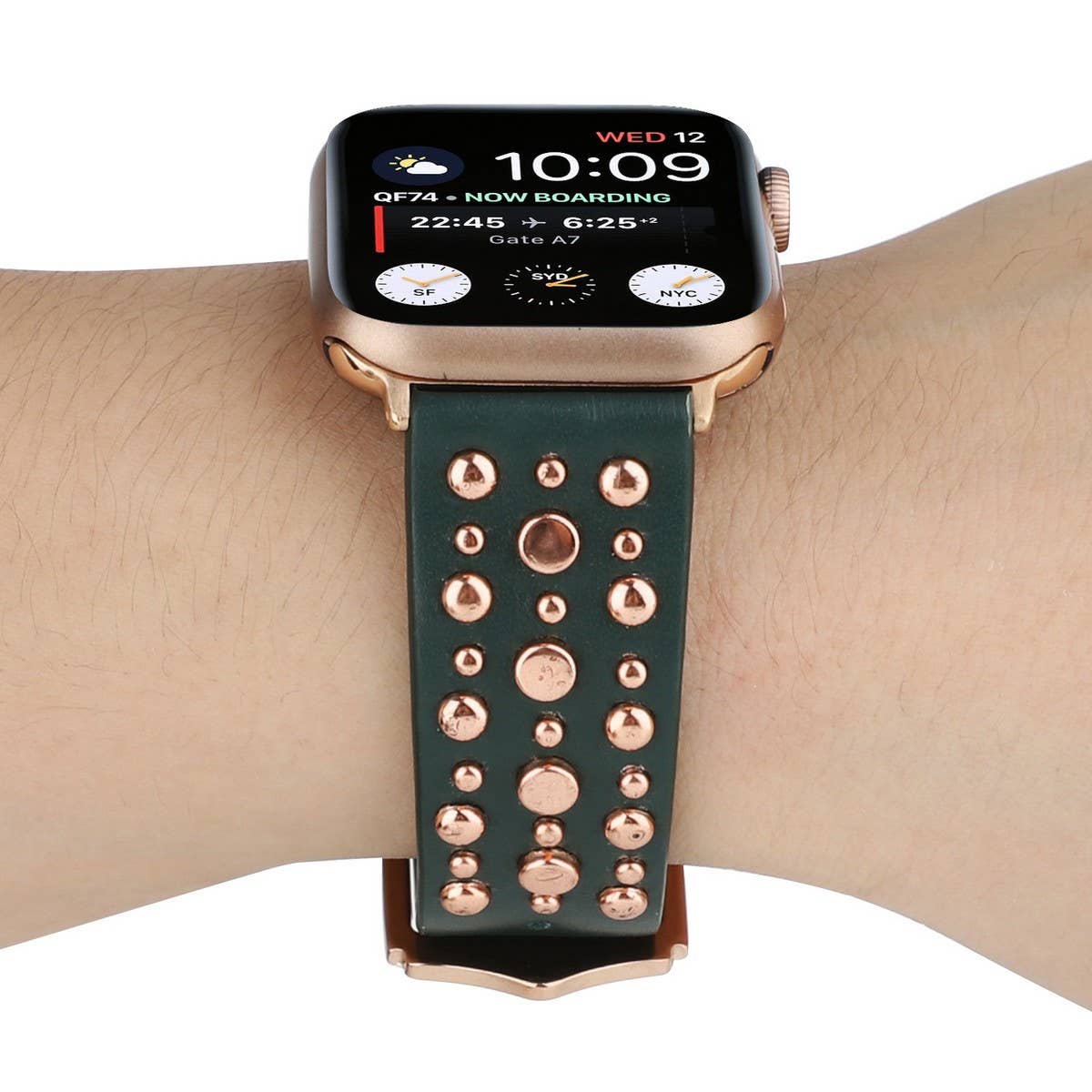 IWATCH9 1IWATCH8 GOLD RIVET GENUINE LEATHER STRAP_CWWW0078