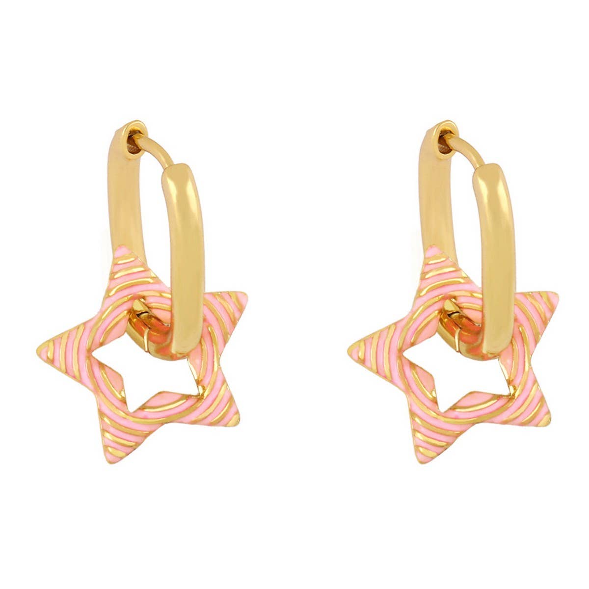 COLORFUL OIL DROP STAR SHAPED EARRINGS_CWAJE1011