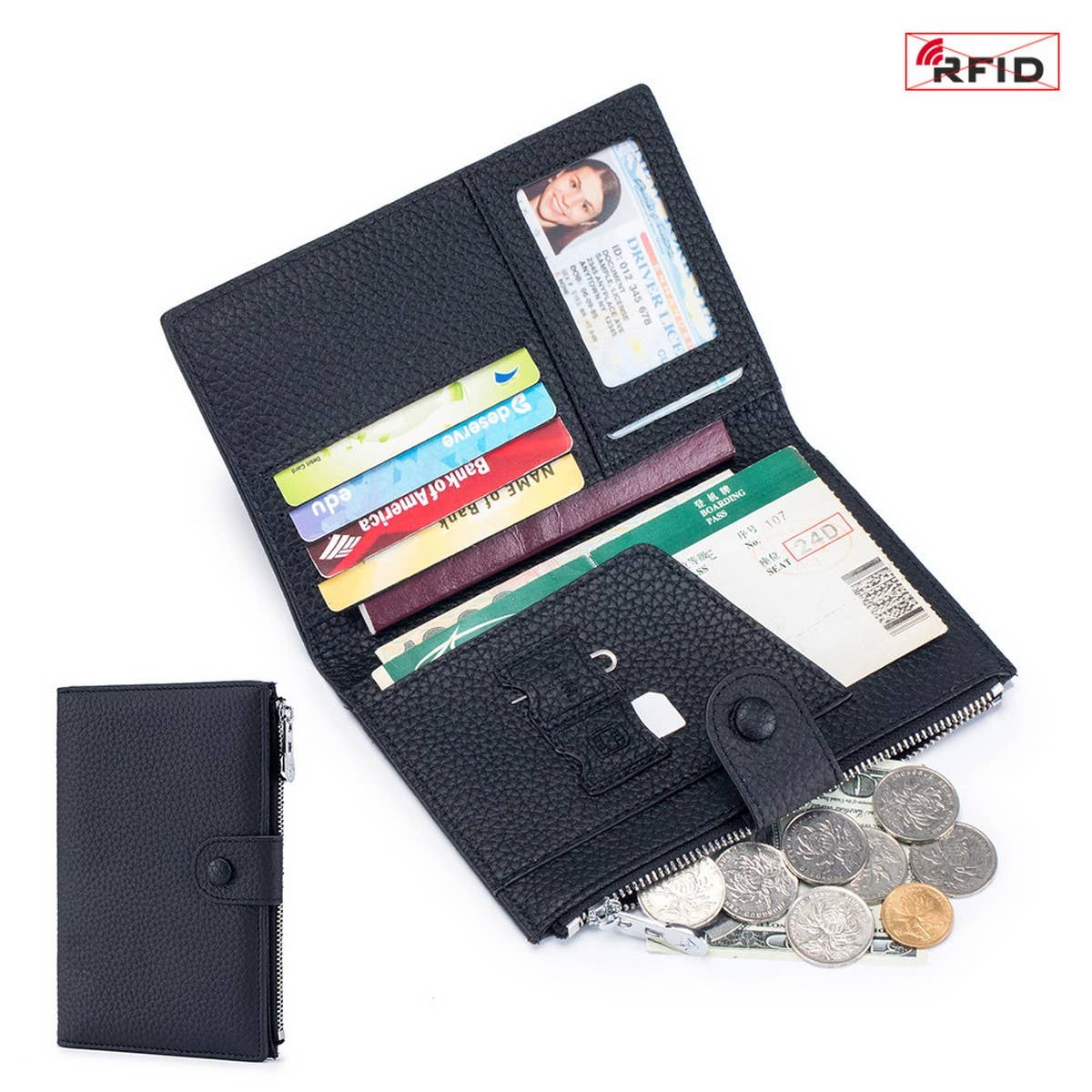 MULTIFUNCTIONAL PASSPORT BAG GENUINE LEATHER WALLET_CWAB3702