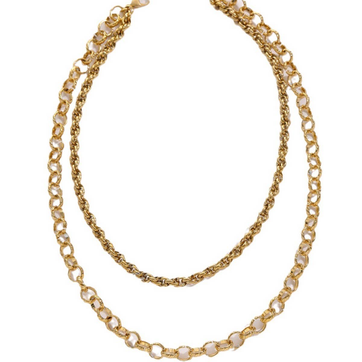 DOUBLE TWIST GOLD PLATED NECKLACE_CWMM3695