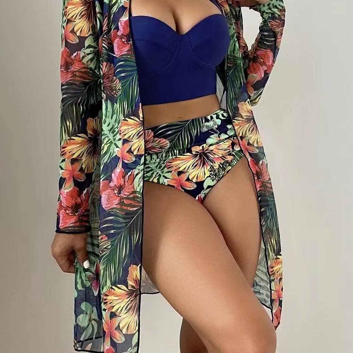 SEXY SWIM COVER UP MULTICOLOR PRINTING BIKINI_CWMW0181