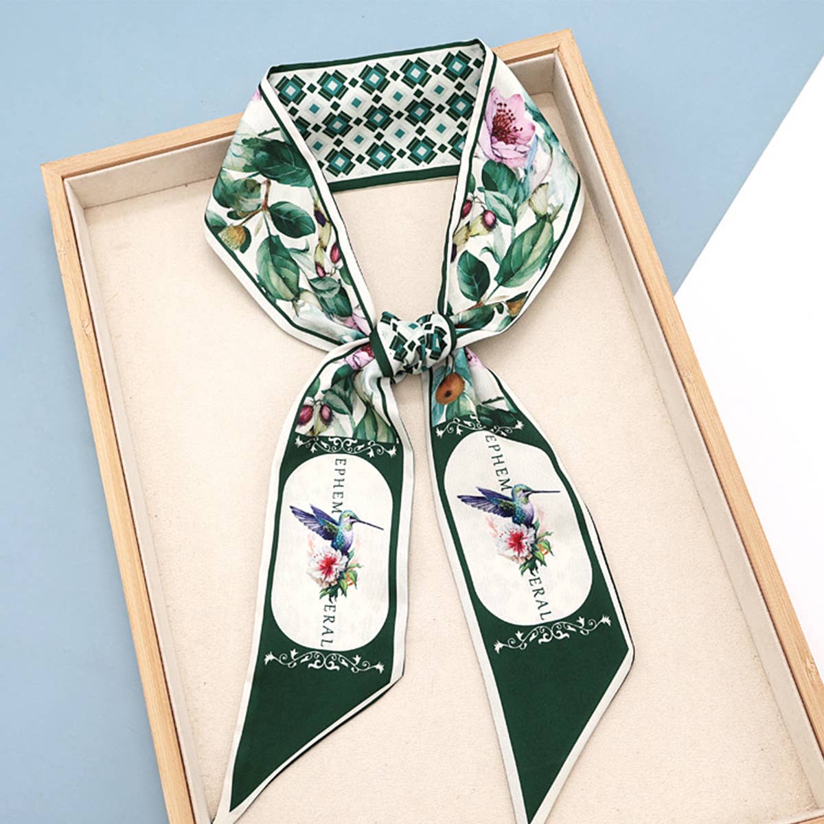 FRUIT PRINT TWILLY SCARF HAIR TIE BAG RIBBON_CWASC0431