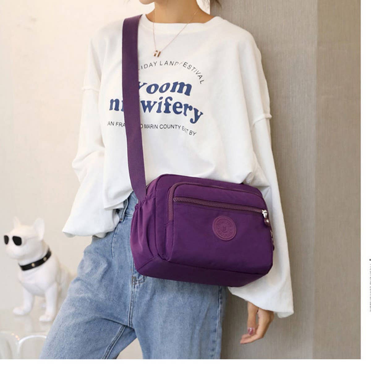 OXFORD CLOTH MINI NYLON SHOULDER CROSSBODY BAG_CWAB3530