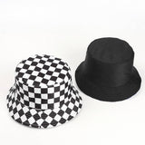 Cwah1522_Stylish Plaid Reversible Shade Bucket Hat
