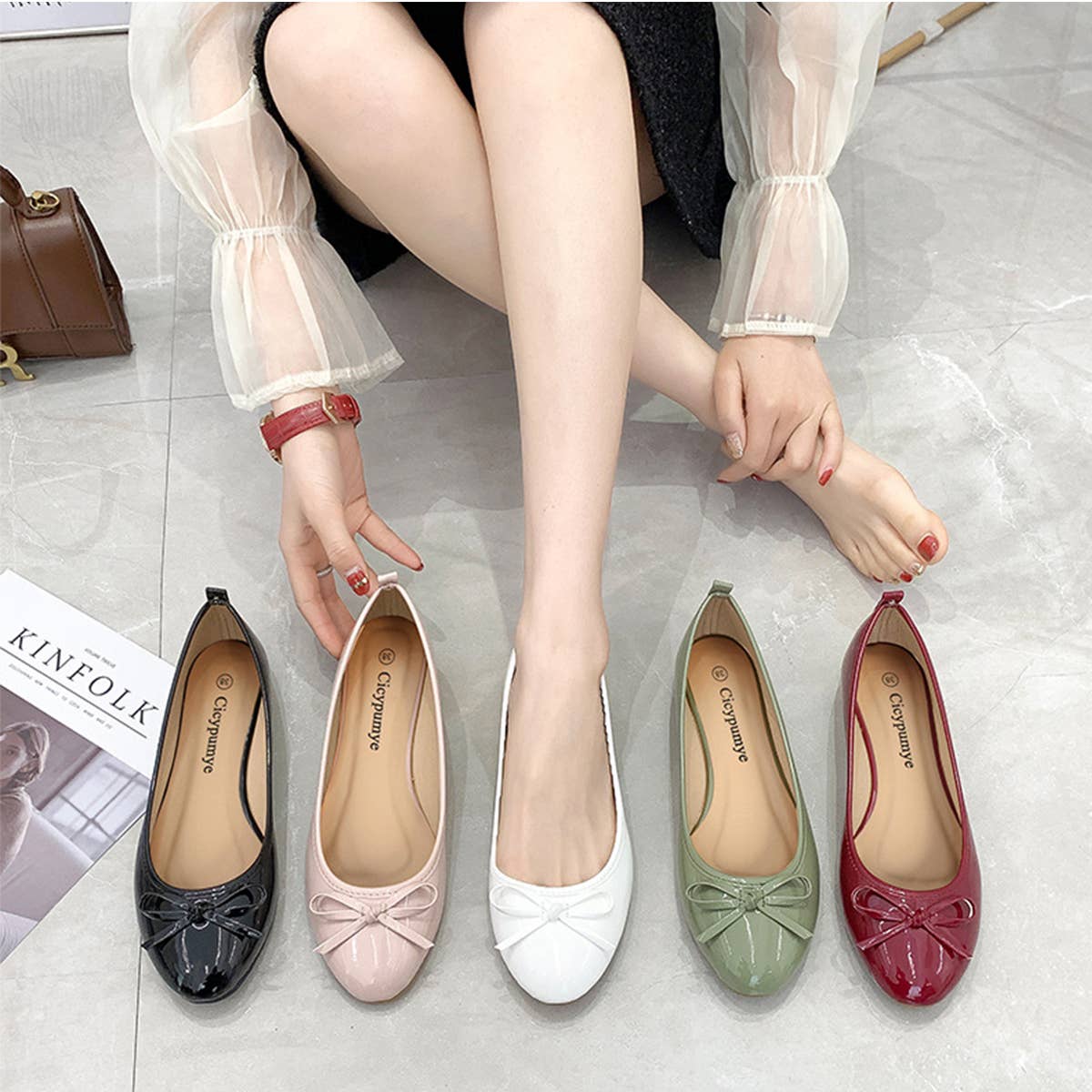 FLAT BOTTOM SOFT LEATHER BOW CASUAL WOMEN SHOES_CWSHF0021