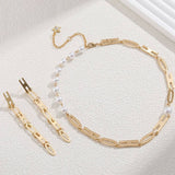 METAL LETTER IMITATION PEARL NECKLACE FOR WOMEN_CWAJE2933