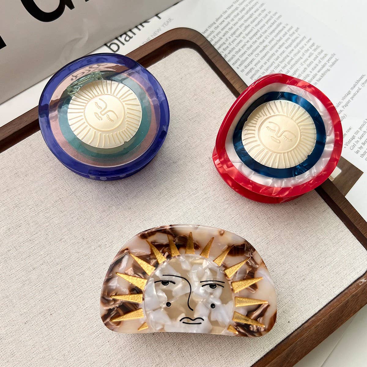 SWAN STAR ACETATE HAIR CLIPS WITH GODDESS DESIGN_CWAHA5715