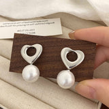 Valentines Day Fashion Retro Heart Pearl Earrings