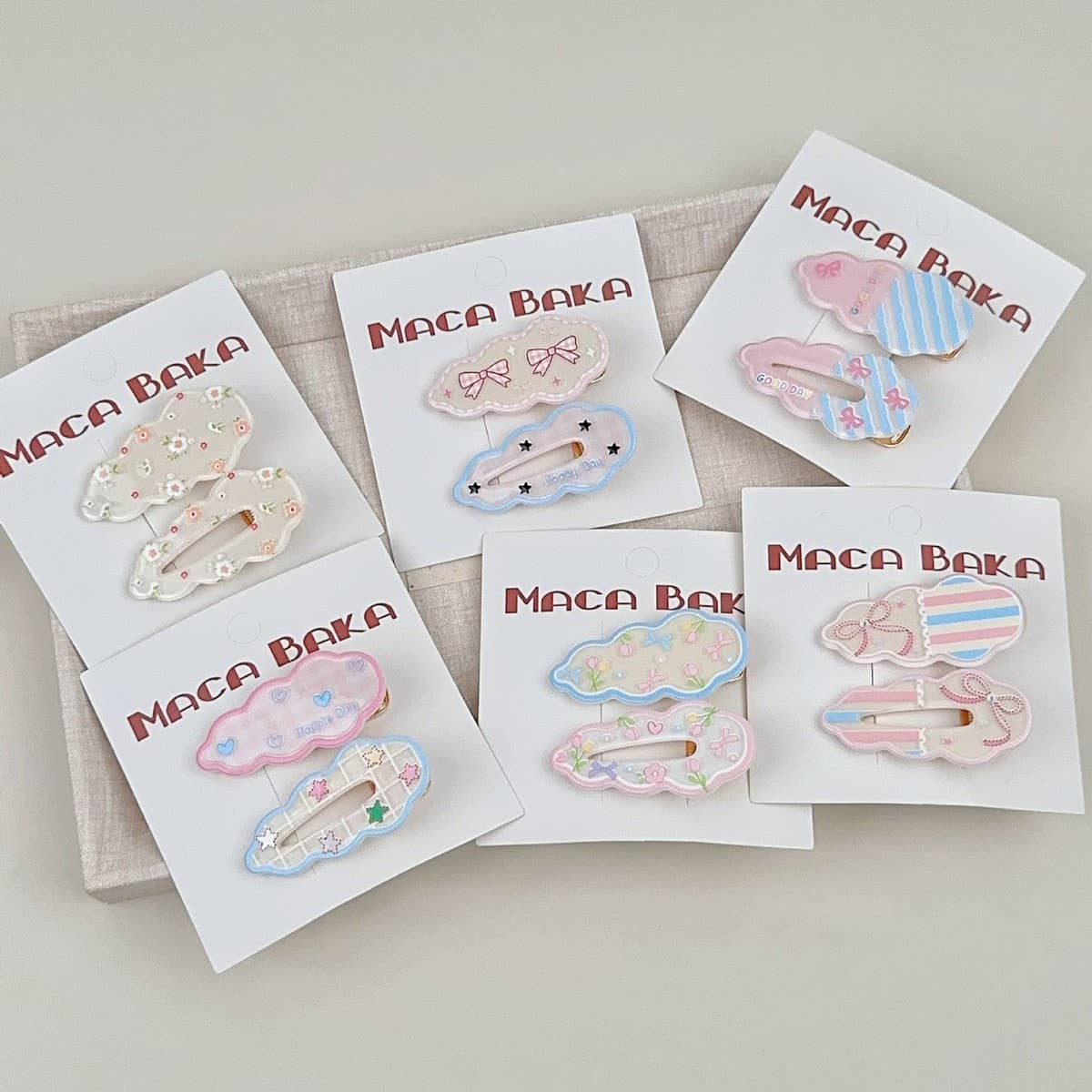 SWEET GIRL FLORAL BOW 2 PACK CLOUD HAIR CLIPS_CWAHA2267