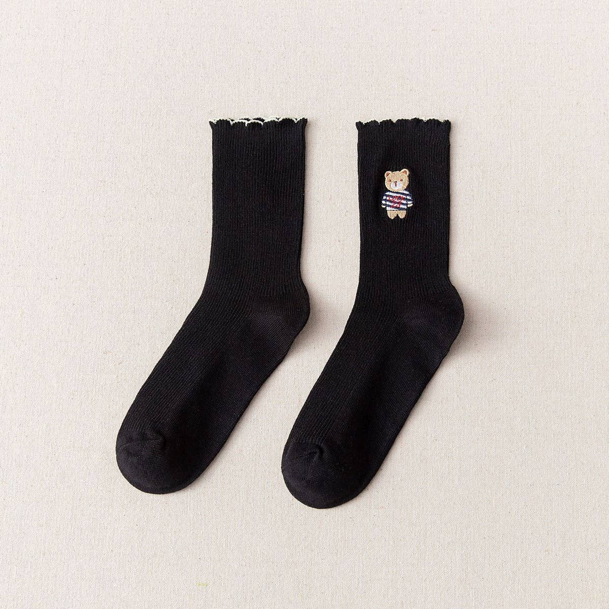 BREATHABLE AND SWEAT ABSORBENT CARTOON BEAR SOCKS_CWMS1396