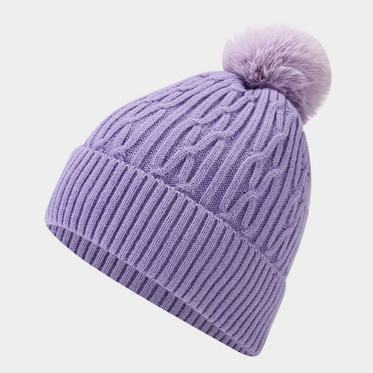 OUTDOOR THICK WARM WOOL BALL KNITTED HAT_CWAH1610