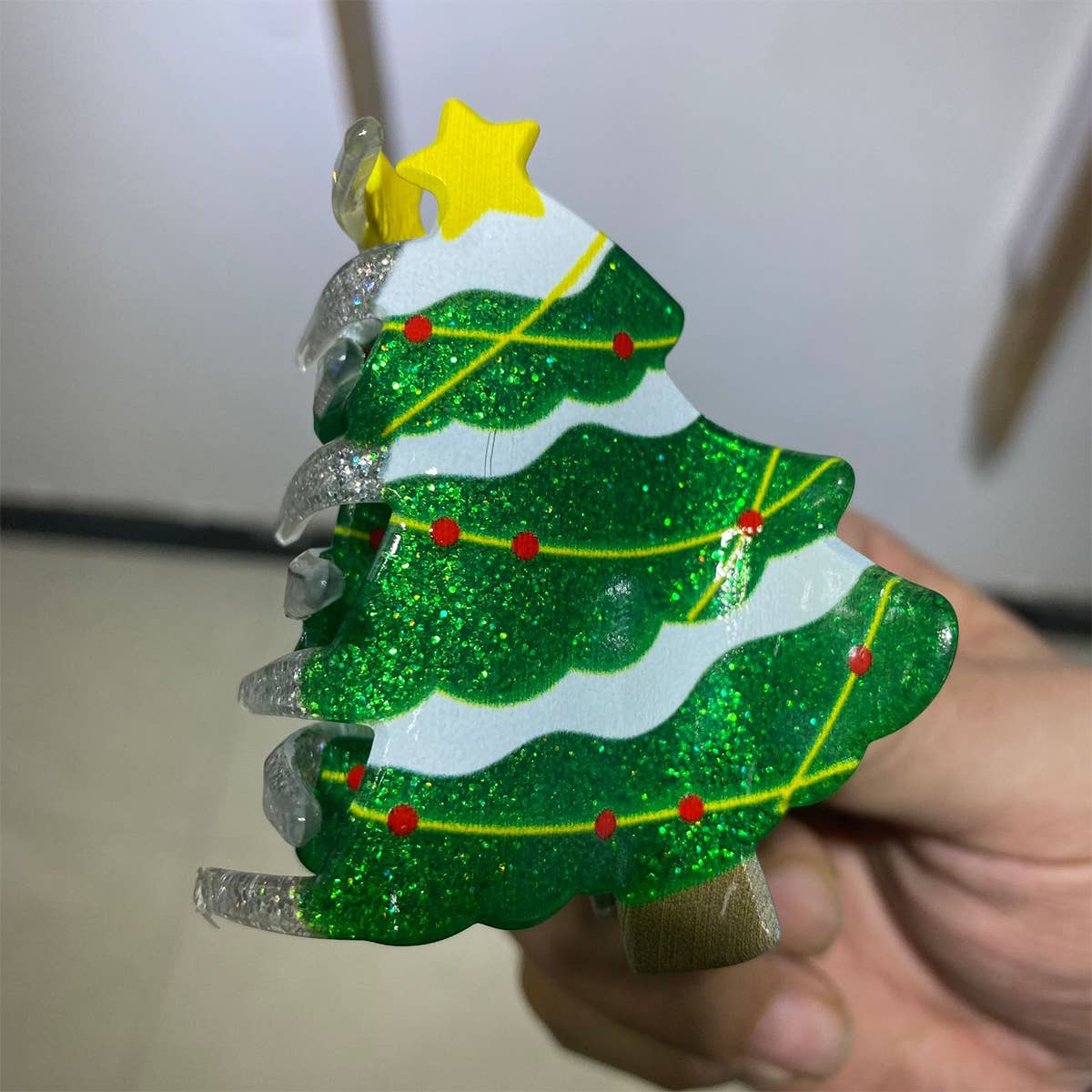 Christmas Hair Claw - Santa Bell Gift House Clip_Cwaha07289