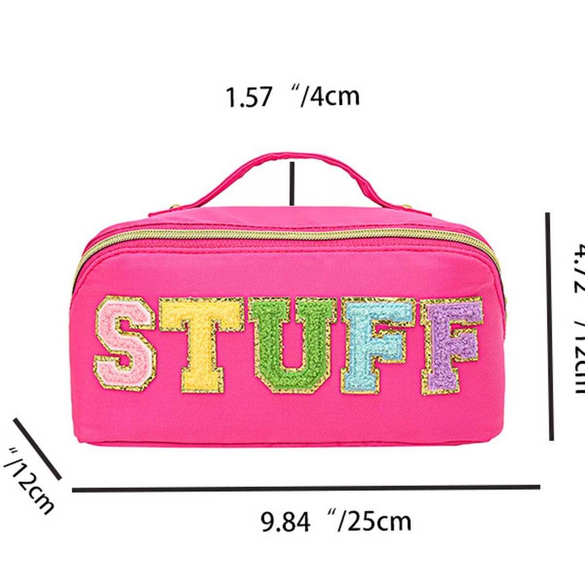 NYLON HAND HELD FLOCKING LETTER COSMETIC BAG_CWAB4383