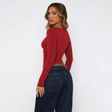 Street Style Solid Color Generous Collar Top