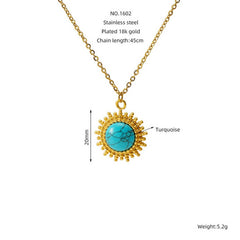 Vintage Turquoise Necklace Titanium Steel Clavicle Chain