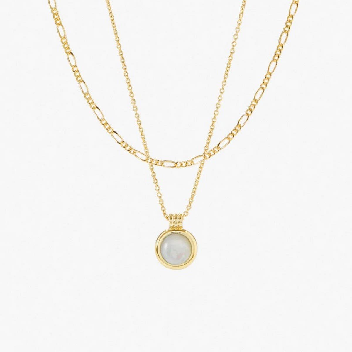 DOUBLE STAR ZIRCONIA STACKING NECKLACE_CWMM5551