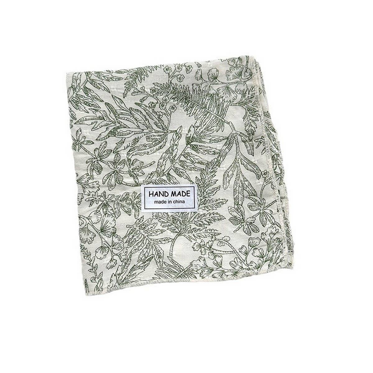 Floral Cotton Linen Square Scarf For Women_Cwasc1413