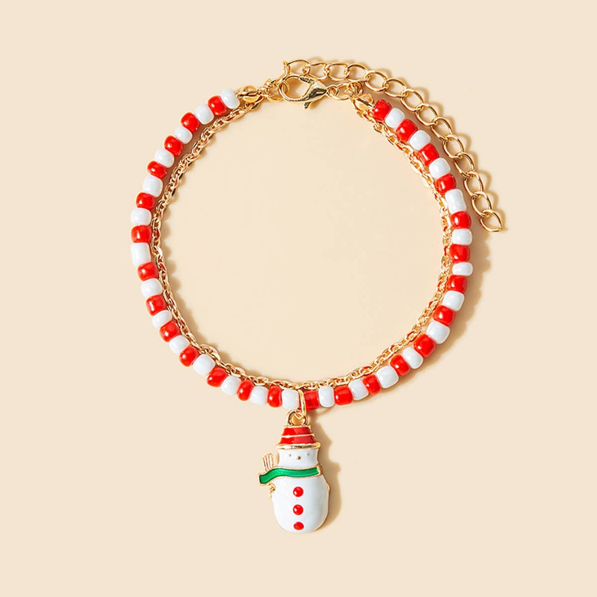 CHRISTMAS COLORBLOCK HANDMADE BEADED BRACELET_CWAJE1858