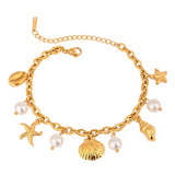 18K GOLD SEA CHARM BRACELET IN STAINLESS STEEL_CWAJE4641