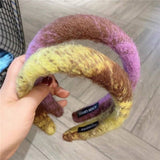 RETRO COLORFUL WIDE BRIM PLUSH HEADBAND_CWAHA1700