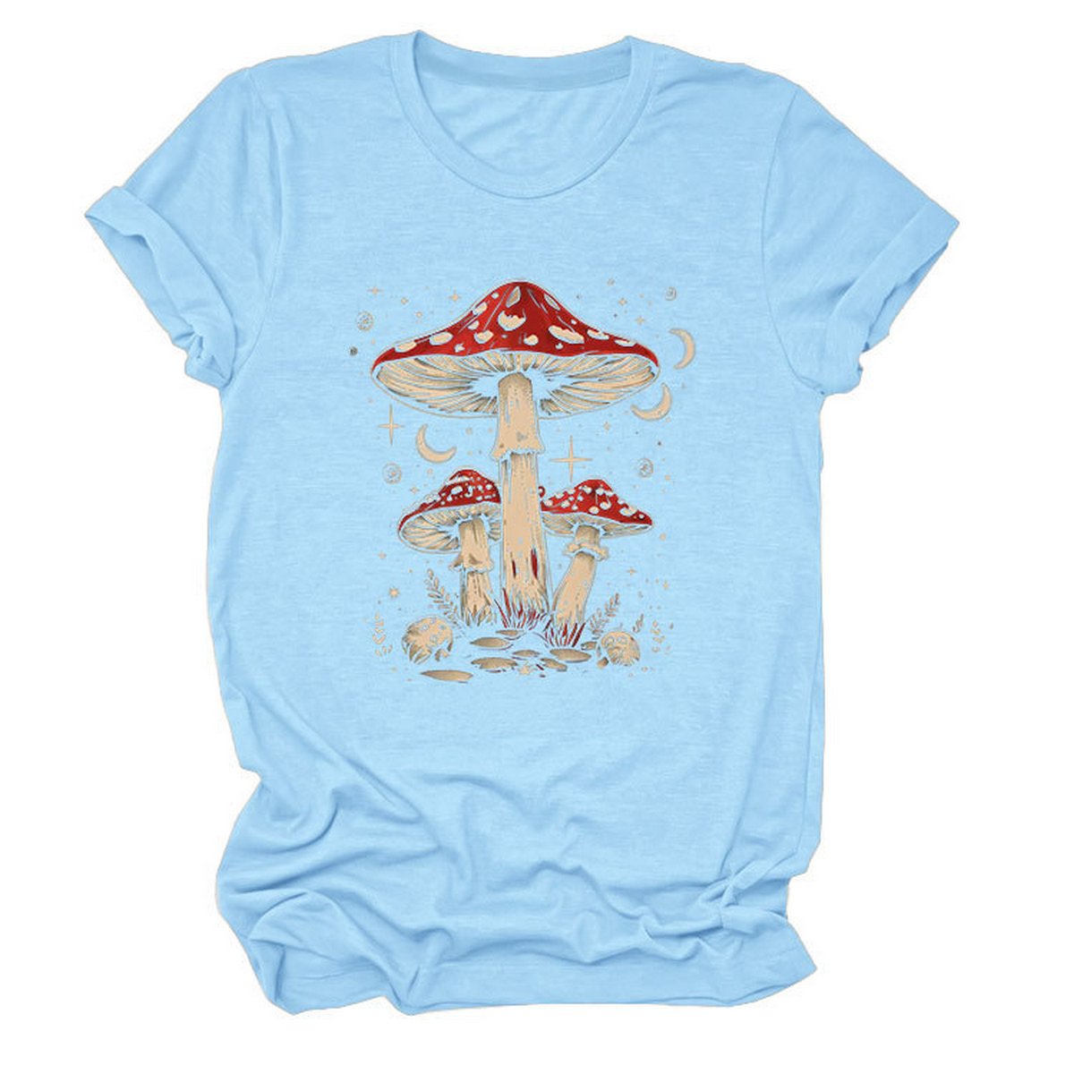 PLAYFUL RED MUSHROOM PRINT WOMENS BASE TEE_CWTTS1510