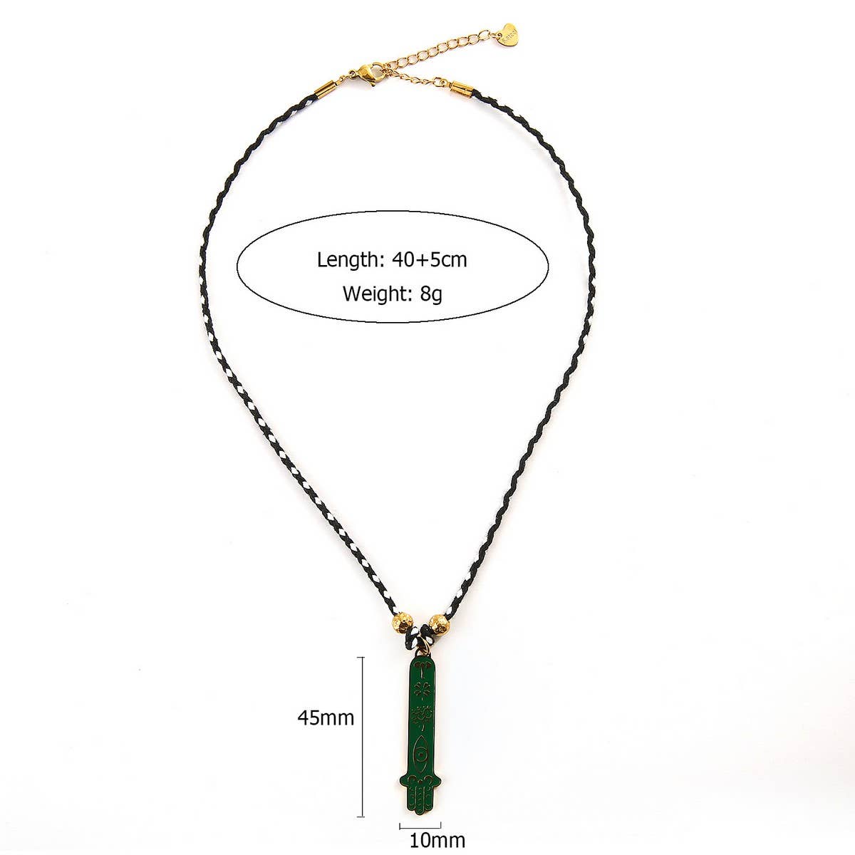 Vintage Steel Square Evil Eye Pendant Necklace_Cwmm8824