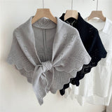 KNIT TRIANGLE SHAWL WRAP FOR SUMMER AIR ROOMS_CWASC0845