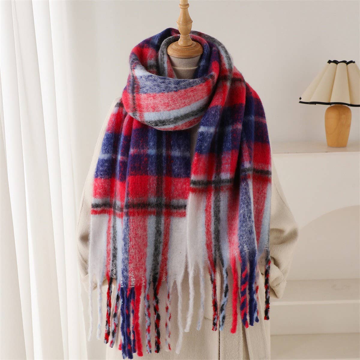 Rainbow Mohair Plaid Scarf Women Winter Wrap_Cwasc03465