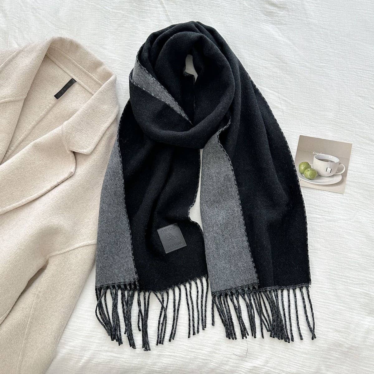 Cwasc03138_Winter Wool Reversible Tassel Scarf For Couples