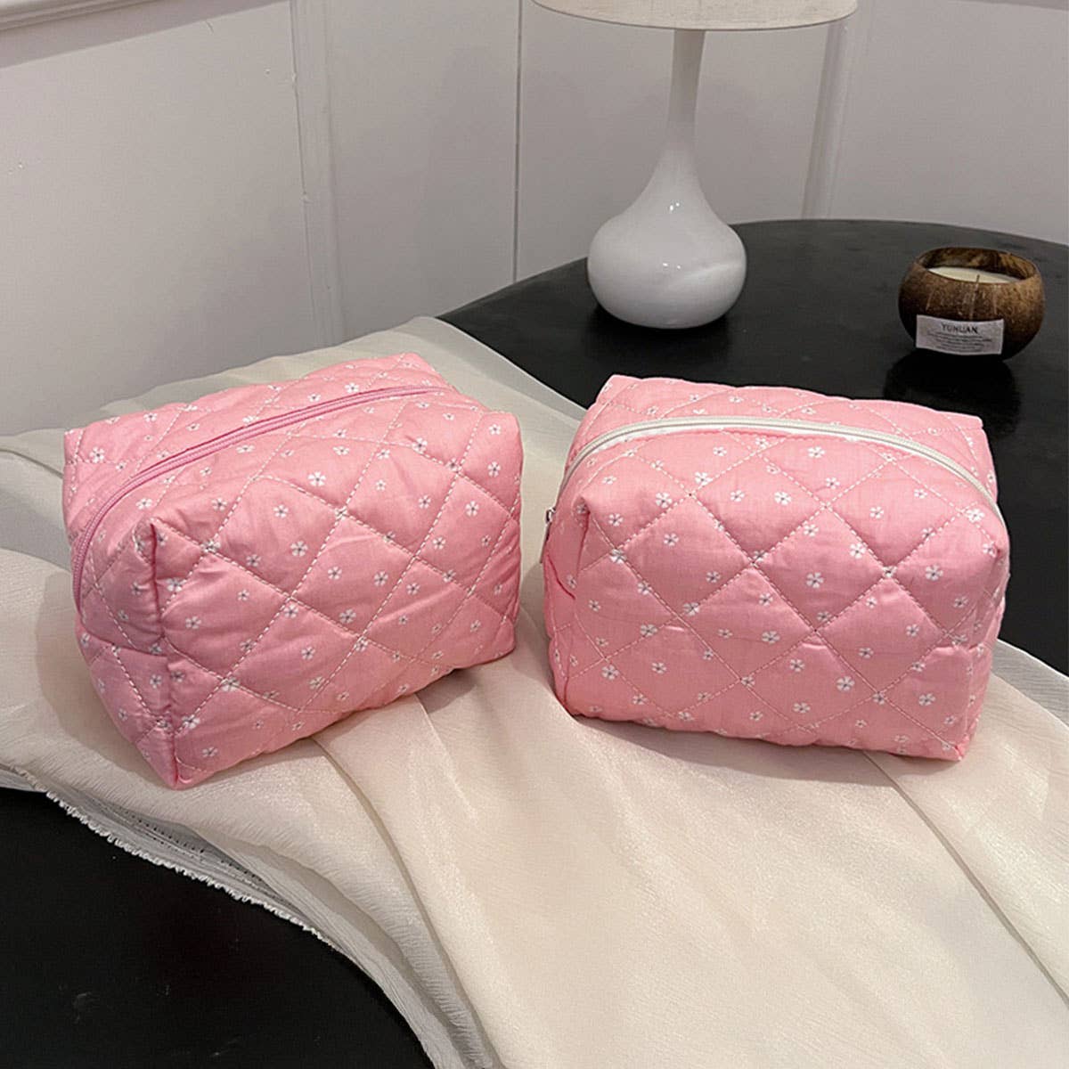 FLORAL COTTON MAKEUP BAG COSMETIC STORAGE POUCH_CWAB4420