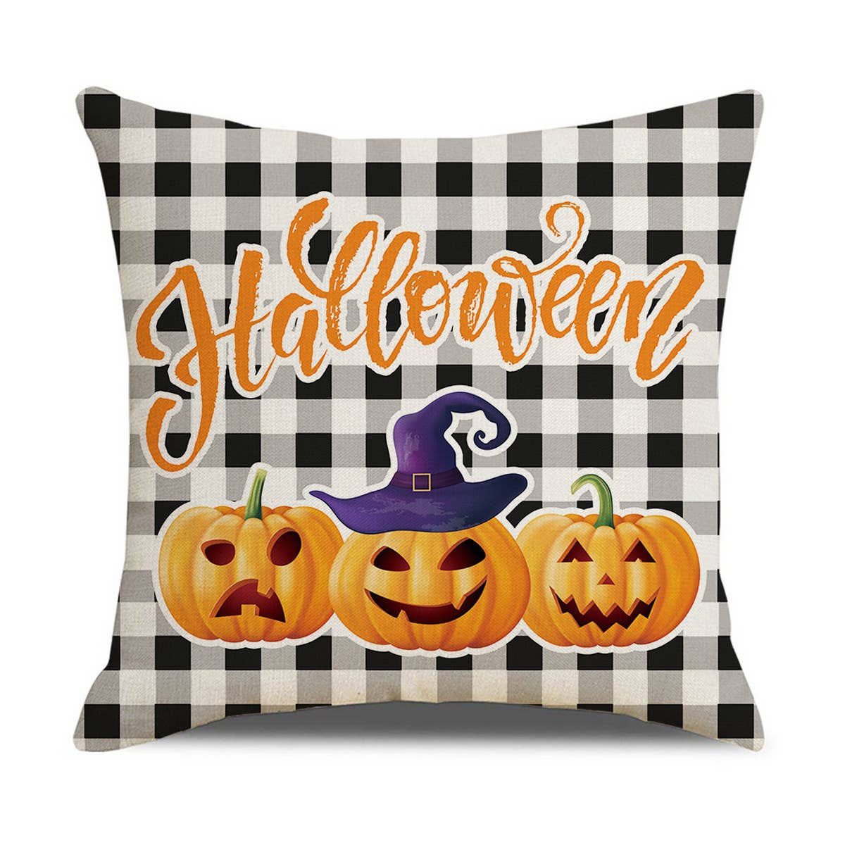 HALLOWEEN PLAID PRINT PILLOWCASE_CWMM1354